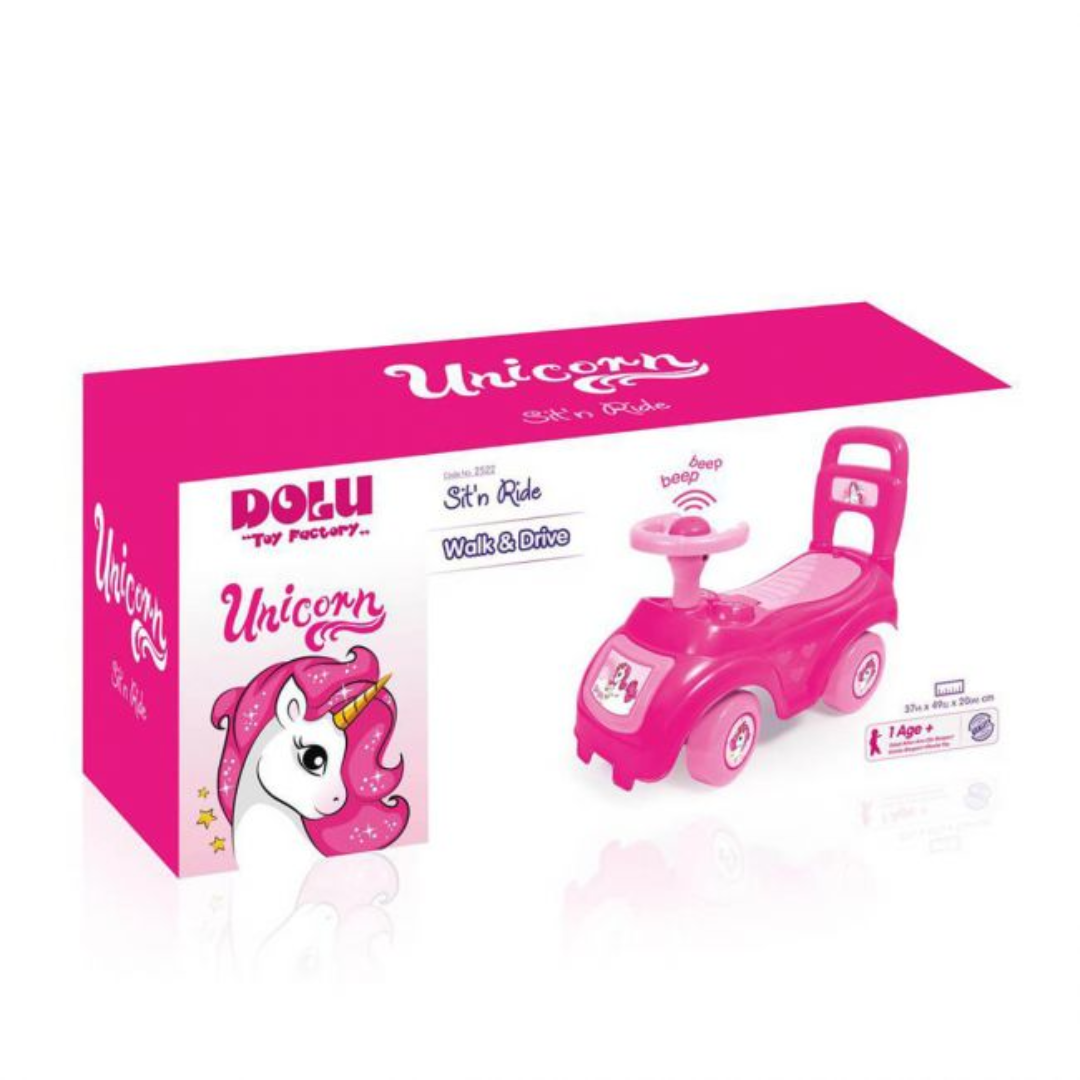 Dolu Children's Unicorn Sit n' Ride Push Along Car